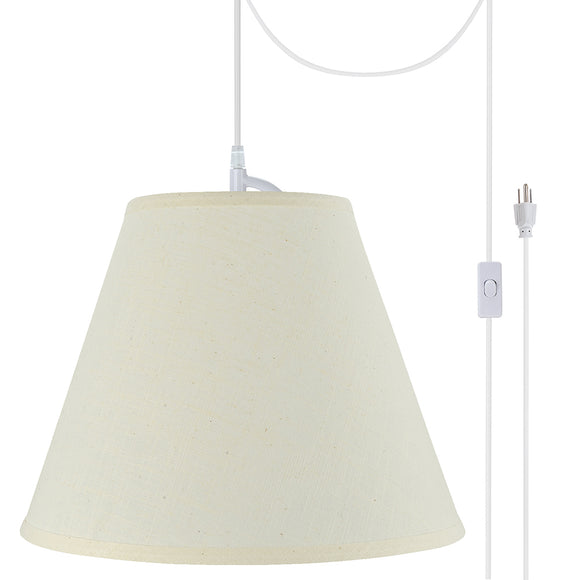 # 72287-21 One-Light Plug-In Swag Pendant Light Conversion Kit with Transitional Hardback Empire Fabric Lamp Shade, Beige, 14