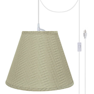 # 72288-21 One-Light Plug-In Swag Pendant Light Conversion Kit with Transitional Hardback Empire Fabric Lamp Shade, Sand Yellow, 14" width