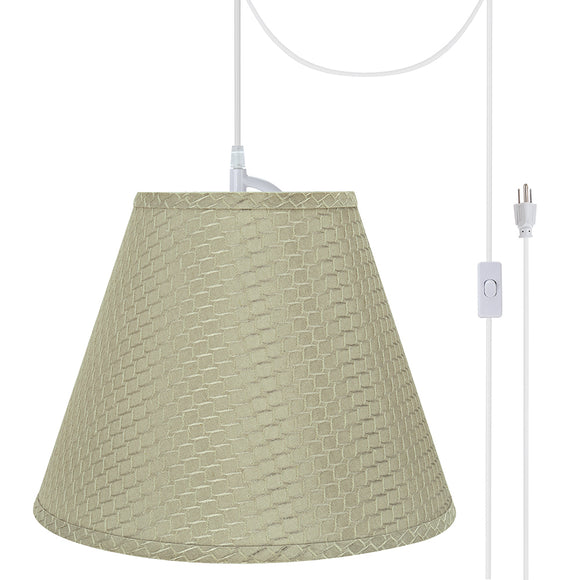 # 72288-21 One-Light Plug-In Swag Pendant Light Conversion Kit with Transitional Hardback Empire Fabric Lamp Shade, Sand Yellow, 14