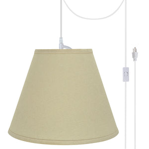 # 72289-21 One-Light Plug-In Swag Pendant Light Conversion Kit with Transitional Hardback Empire Fabric Lamp Shade, Beige, 14" width