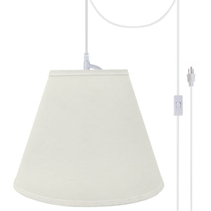 # 72290-21 One-Light Plug-In Swag Pendant Light Conversion Kit with Transitional Hardback Empire Fabric Lamp Shade, Off White, 14" width