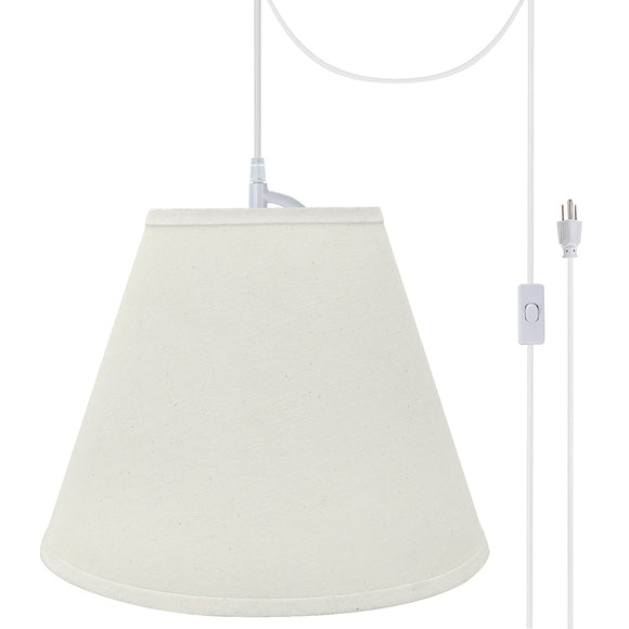 # 72290-21 One-Light Plug-In Swag Pendant Light Conversion Kit with Transitional Hardback Empire Fabric Lamp Shade, Off White, 14