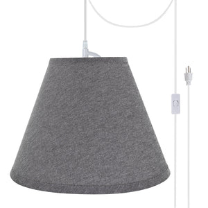 # 72292-21 One-Light Plug-In Swag Pendant Light Conversion Kit with Transitional Hardback Empire Fabric Lamp Shade, Grey, 14" width