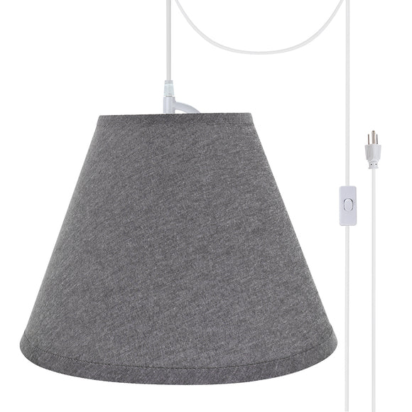 # 72292-21 One-Light Plug-In Swag Pendant Light Conversion Kit with Transitional Hardback Empire Fabric Lamp Shade, Grey, 14