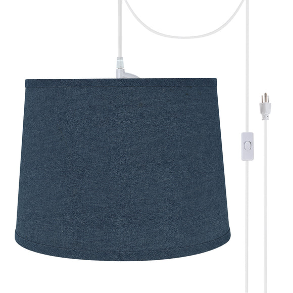 # 72306-21 One-Light Plug-In Swag Pendant Light Conversion Kit with Transitional Hardback Empire Fabric Lamp Shade, Washing Blue, 14