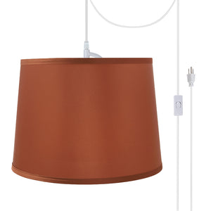 # 72307-21 One-Light Plug-In Swag Pendant Light Conversion Kit with Transitional Hardback Empire Fabric Lamp Shade, Burnt Orange, 14" width