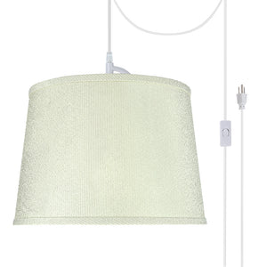 # 72308-21 One-Light Plug-In Swag Pendant Light Conversion Kit with Transitional Hardback Empire Fabric Lamp Shade, Off White, 14" width