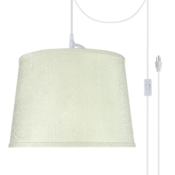 # 72308-21 One-Light Plug-In Swag Pendant Light Conversion Kit with Transitional Hardback Empire Fabric Lamp Shade, Off White, 14