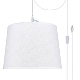 # 72309-21 One-Light Plug-In Swag Pendant Light Conversion Kit with Transitional Hardback Empire Fabric Lamp Shade, White, 14" width
