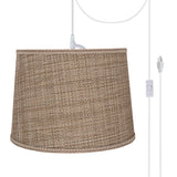 # 72310-21 One-Light Plug-In Swag Pendant Light Conversion Kit with Transitional Hardback Empire Fabric Lamp Shade, Brown Tweed, 14" width