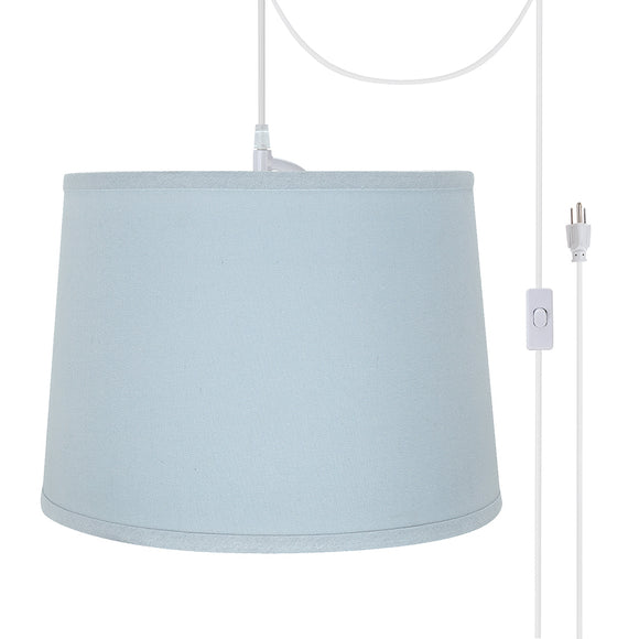 # 72311-21 One-Light Plug-In Swag Pendant Light Conversion Kit with Transitional Hardback Empire Fabric Lamp Shade, Light Blue, 14