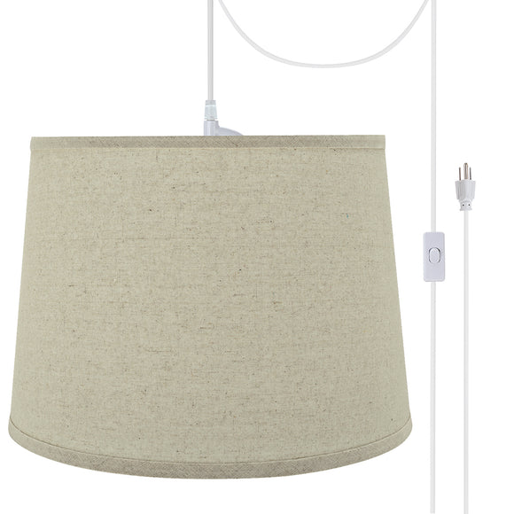 # 72316-21 One-Light Plug-In Swag Pendant Light Conversion Kit with Transitional Hardback Empire Fabric Lamp Shade, Light Grey, 14