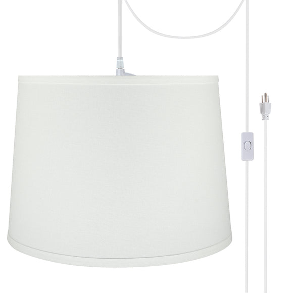 # 72317-21 One-Light Plug-In Swag Pendant Light Conversion Kit with Transitional Hardback Empire Fabric Lamp Shade, White, 14