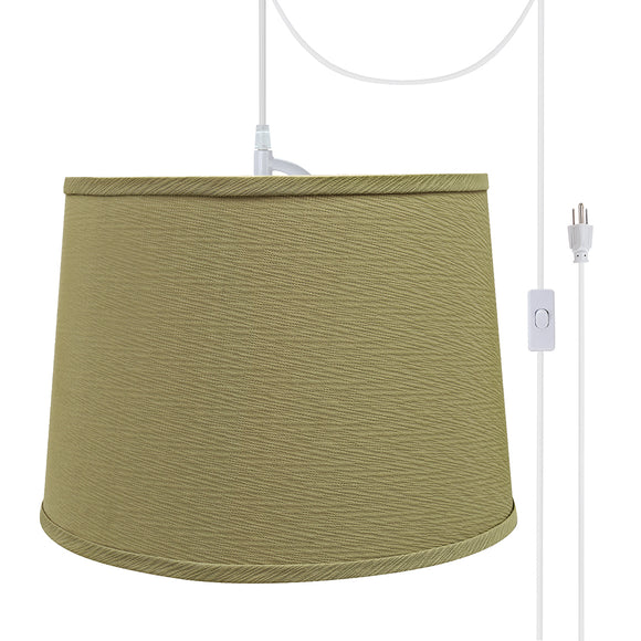 # 72318-21 One-Light Plug-In Swag Pendant Light Conversion Kit with Transitional Hardback Empire Fabric Lamp Shade, Yellowish Brown, 14