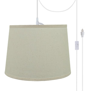 # 72319-21 One-Light Plug-In Swag Pendant Light Conversion Kit with Transitional Hardback Empire Fabric Lamp Shade, Off White, 14" width