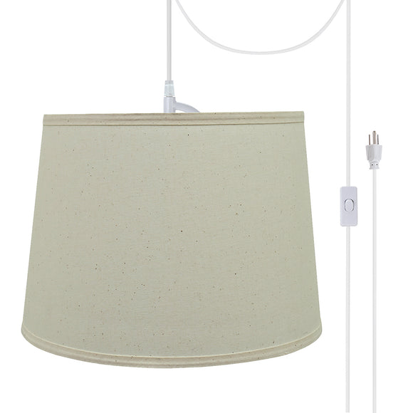 # 72319-21 One-Light Plug-In Swag Pendant Light Conversion Kit with Transitional Hardback Empire Fabric Lamp Shade, Off White, 14