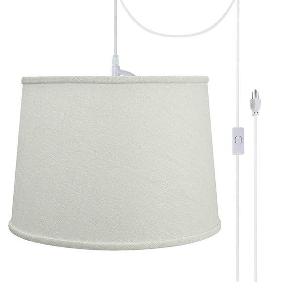 # 72320-21 One-Light Plug-In Swag Pendant Light Conversion Kit with Transitional Hardback Empire Fabric Lamp Shade, Off White, 14