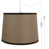 # 72324-21 One-Light Plug-In Swag Pendant Light Conversion Kit with Transitional Hardback Empire Fabric Lamp Shade, Straw Yellow, 14" width