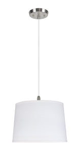 # 72326-11 Two-Light Hanging Pendant Ceiling Light with Transitional Hardback Empire Fabric Lamp Shade, White, 16" width