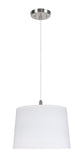 # 72326-11 Two-Light Hanging Pendant Ceiling Light with Transitional Hardback Empire Fabric Lamp Shade, White, 16" width