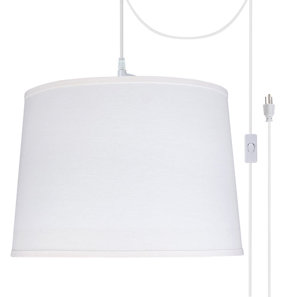 # 72326-21 Two-Light Plug-In Swag Pendant Light Conversion Kit with Transitional Hardback Empire Fabric Lamp Shade, White, 16