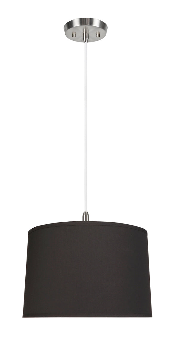 # 72346-11 Two-Light Hanging Pendant Ceiling Light with Transitional Hardback Empire Fabric Lamp Shade, Black, 16