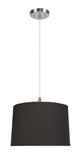 # 72346-11 Two-Light Hanging Pendant Ceiling Light with Transitional Hardback Empire Fabric Lamp Shade, Black, 16" width
