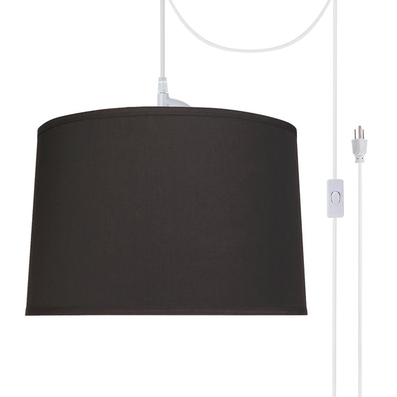 # 72346-21 Two-Light Plug-In Swag Pendant Light Conversion Kit with Transitional Hardback Empire Fabric Lamp Shade, Black, 16
