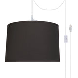 # 72346-21 Two-Light Plug-In Swag Pendant Light Conversion Kit with Transitional Hardback Empire Fabric Lamp Shade, Black, 16" width