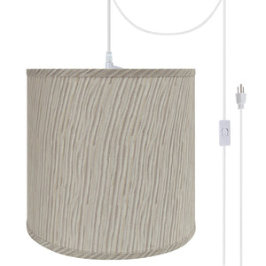 # 72501-21 One-Light Plug-In Swag Pendant Light Conversion Kit with Transitional Hardback Empire Fabric Lamp Shade, Striped, 13" width