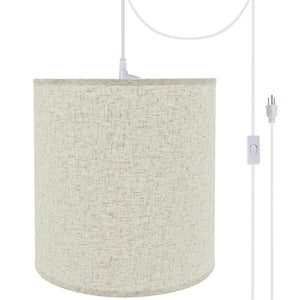 # 72531-21 One-Light Plug-In Swag Pendant Light Conversion Kit with Transitional Hardback Empire Fabric Lamp Shade, Beige, 15" width