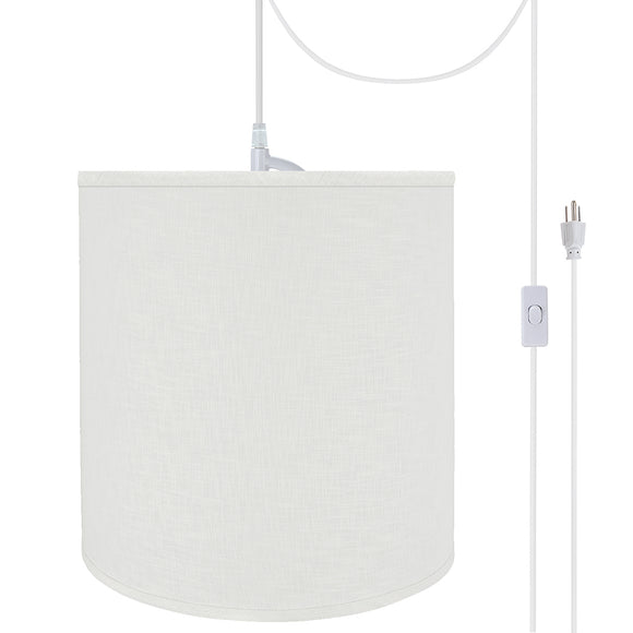 # 72532-21 One-Light Plug-In Swag Pendant Light Conversion Kit with Transitional Hardback Empire Fabric Lamp Shade, Off White, 15