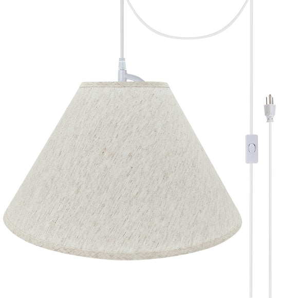 # 72561-21 Two-Light Plug-In Swag Pendant Light Conversion Kit with Transitional Hardback Empire Fabric Lamp Shade, Beige, 20