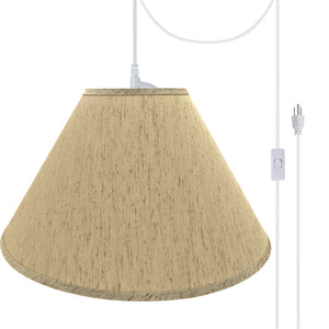 # 72562-21 Two-Light Plug-In Swag Pendant Light Conversion Kit with Transitional Hardback Empire Fabric Lamp Shade, Yellowish Brown, 20" width