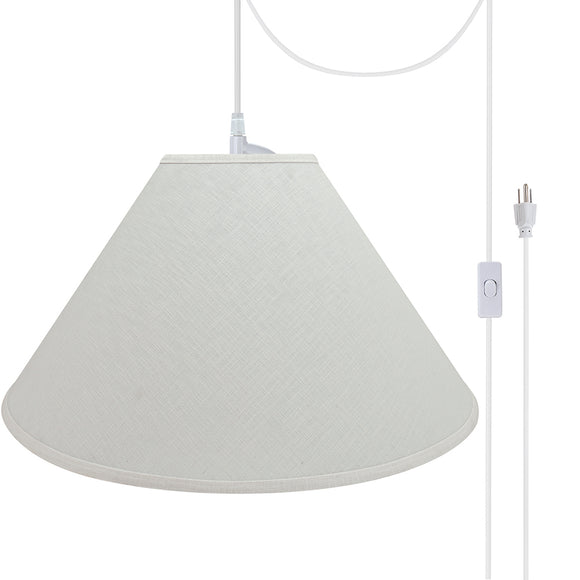 # 72591-21 Two-Light Plug-In Swag Pendant Light Conversion Kit with Transitional Hardback Empire Fabric Lamp Shade, Off White, 23