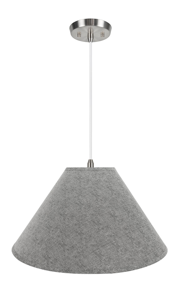 # 72592-11 Two-Light Hanging Pendant Ceiling Light with Transitional Hardback Empire Fabric Lamp Shade, Grey, 23