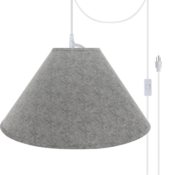 # 72592-21 Two-Light Plug-In Swag Pendant Light Conversion Kit with Transitional Hardback Empire Fabric Lamp Shade, Grey, 23