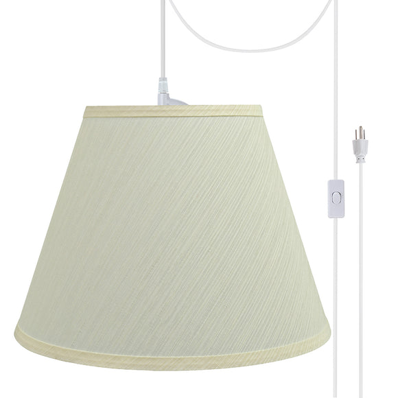 # 72623-21 One-Light Plug-In Swag Pendant Light Conversion Kit with Transitional Hardback Empire Fabric Lamp Shade, Eggshell, 12