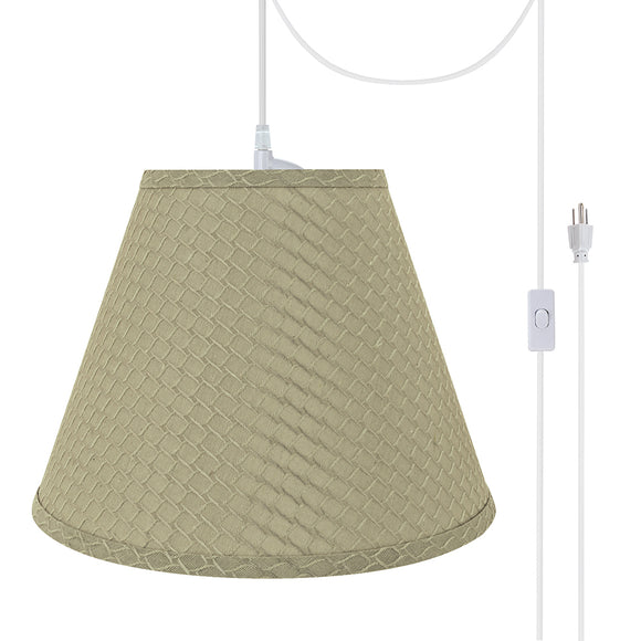 # 72624-21 One-Light Plug-In Swag Pendant Light Conversion Kit with Transitional Hardback Empire Fabric Lamp Shade, Sand Yellow, 12