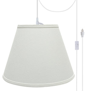 # 72682-21 One-Light Plug-In Swag Pendant Light Conversion Kit with Transitional Hardback Empire Fabric Lamp Shade, White, 13" width