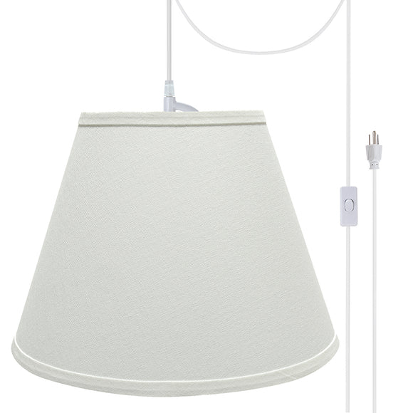 # 72682-21 One-Light Plug-In Swag Pendant Light Conversion Kit with Transitional Hardback Empire Fabric Lamp Shade, White, 13
