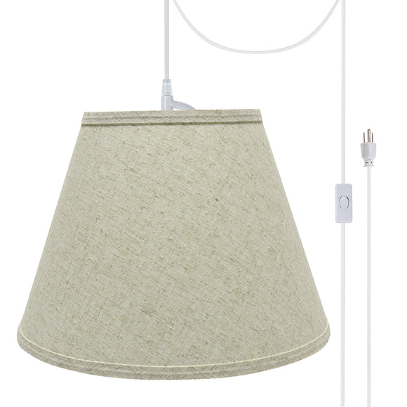 # 72683-21 One-Light Plug-In Swag Pendant Light Conversion Kit with Transitional Hardback Empire Fabric Lamp Shade, Beige, 13