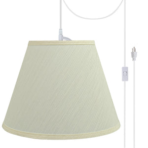 # 72684-21 One-Light Plug-In Swag Pendant Light Conversion Kit with Transitional Hardback Empire Fabric Lamp Shade, Eggshell, 13" width