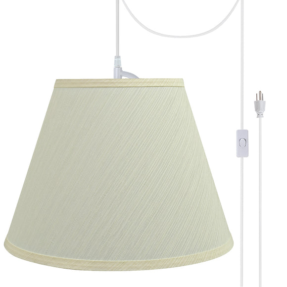 # 72684-21 One-Light Plug-In Swag Pendant Light Conversion Kit with Transitional Hardback Empire Fabric Lamp Shade, Eggshell, 13