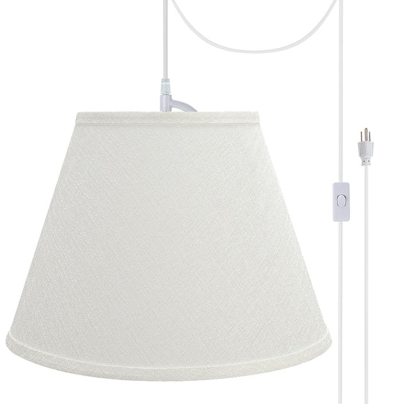 # 72685-21 One-Light Plug-In Swag Pendant Light Conversion Kit with Transitional Hardback Empire Fabric Lamp Shade, Off White, 13