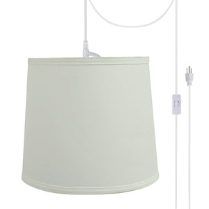 # 72741-21 One-Light Plug-In Swag Pendant Light Conversion Kit with Transitional Hardback Empire Fabric Lamp Shade, Off White, 10-1/2" width