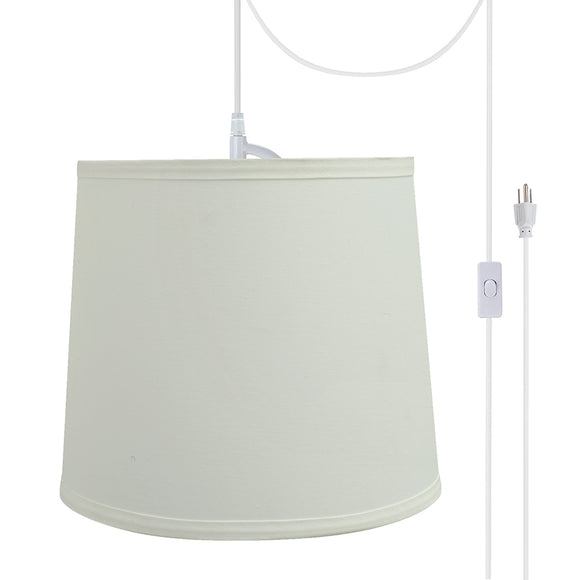 # 72741-21 One-Light Plug-In Swag Pendant Light Conversion Kit with Transitional Hardback Empire Fabric Lamp Shade, Off White, 10-1/2