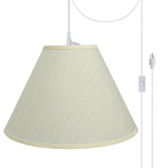 # 72771-21 Two-Light Plug-In Swag Pendant Light Conversion Kit with Transitional Hardback Empire Fabric Lamp Shade, Eggshell, 18