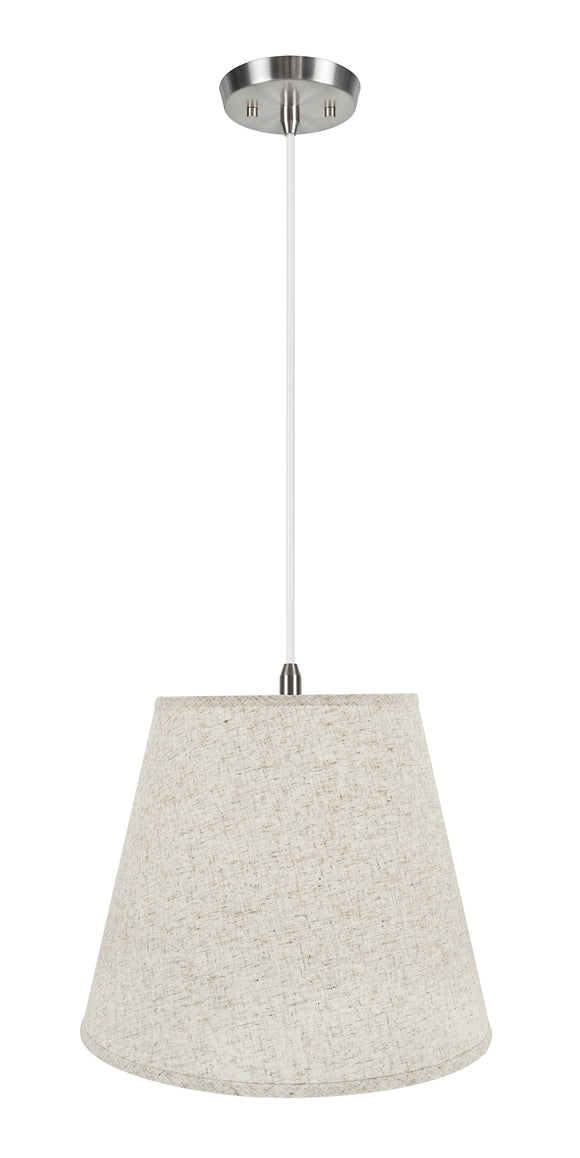 # 72801-11 Two-Light Hanging Pendant Ceiling Light with Transitional Hardback Empire Fabric Lamp Shade, Beige, 18