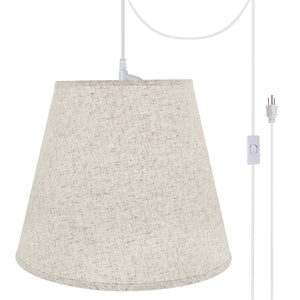 # 72801-21 Two-Light Plug-In Swag Pendant Light Conversion Kit with Transitional Hardback Empire Fabric Lamp Shade, Beige, 18" width